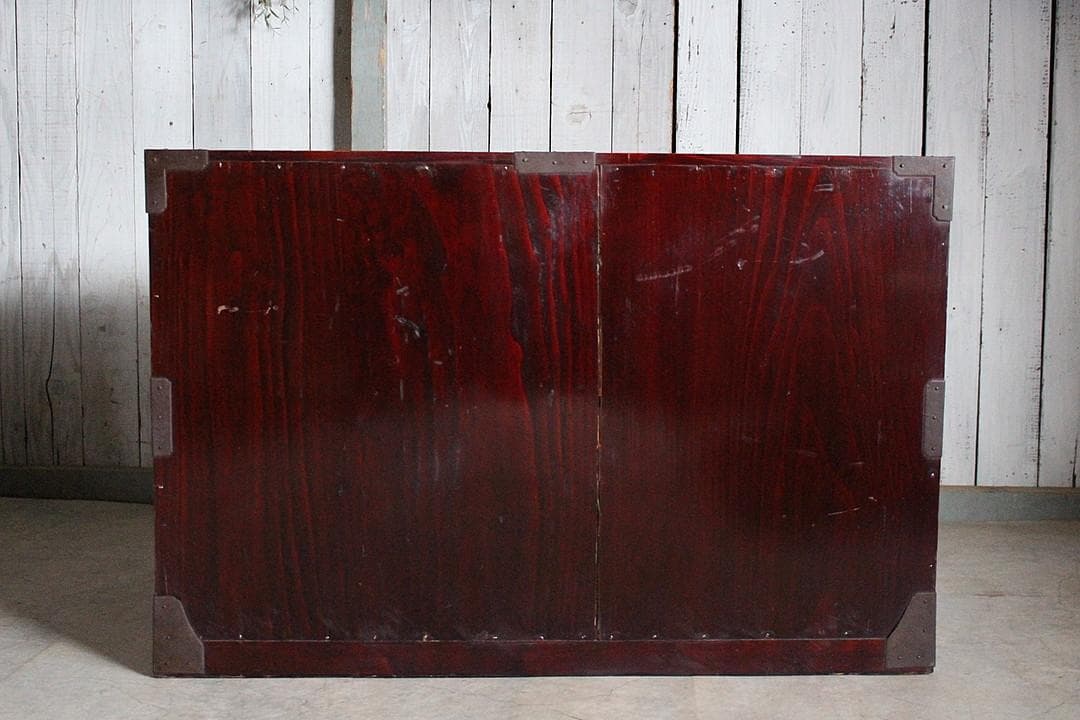 綺麗な丸金具庄内箪笥　2段 　 中桐製　タンス　収納　古家具　古民家　時代家具