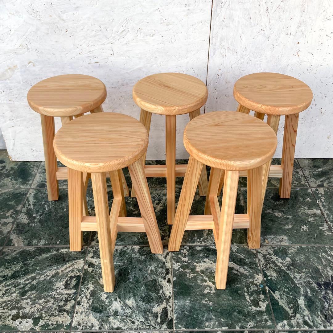 TORA　国産ひのき　丸椅子　木製スツール