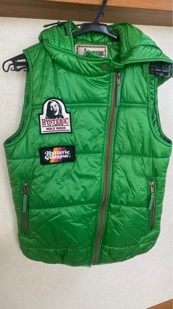 HYSTERIC GLAMOUR グリーン フード付きダウンベスト