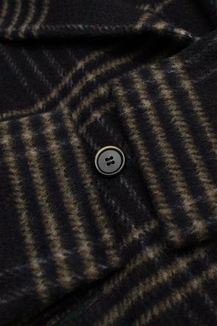 T261/RIM.ARK リサイクルウールチェックオーバーコート 36 ブラウン