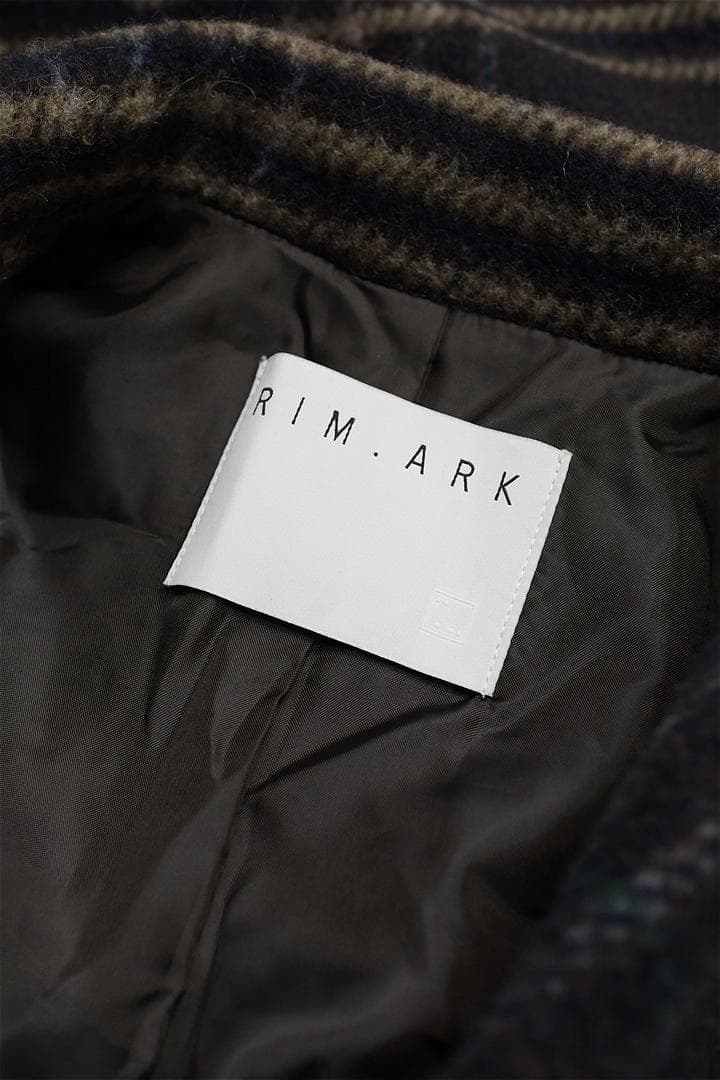 T261/RIM.ARK リサイクルウールチェックオーバーコート 36 ブラウン