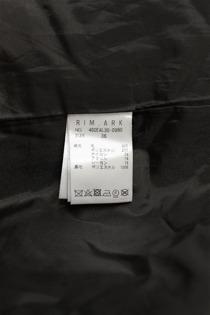 T261/RIM.ARK リサイクルウールチェックオーバーコート 36 ブラウン