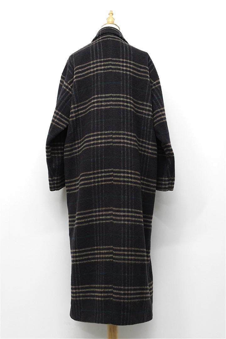 T261/RIM.ARK リサイクルウールチェックオーバーコート 36 ブラウン