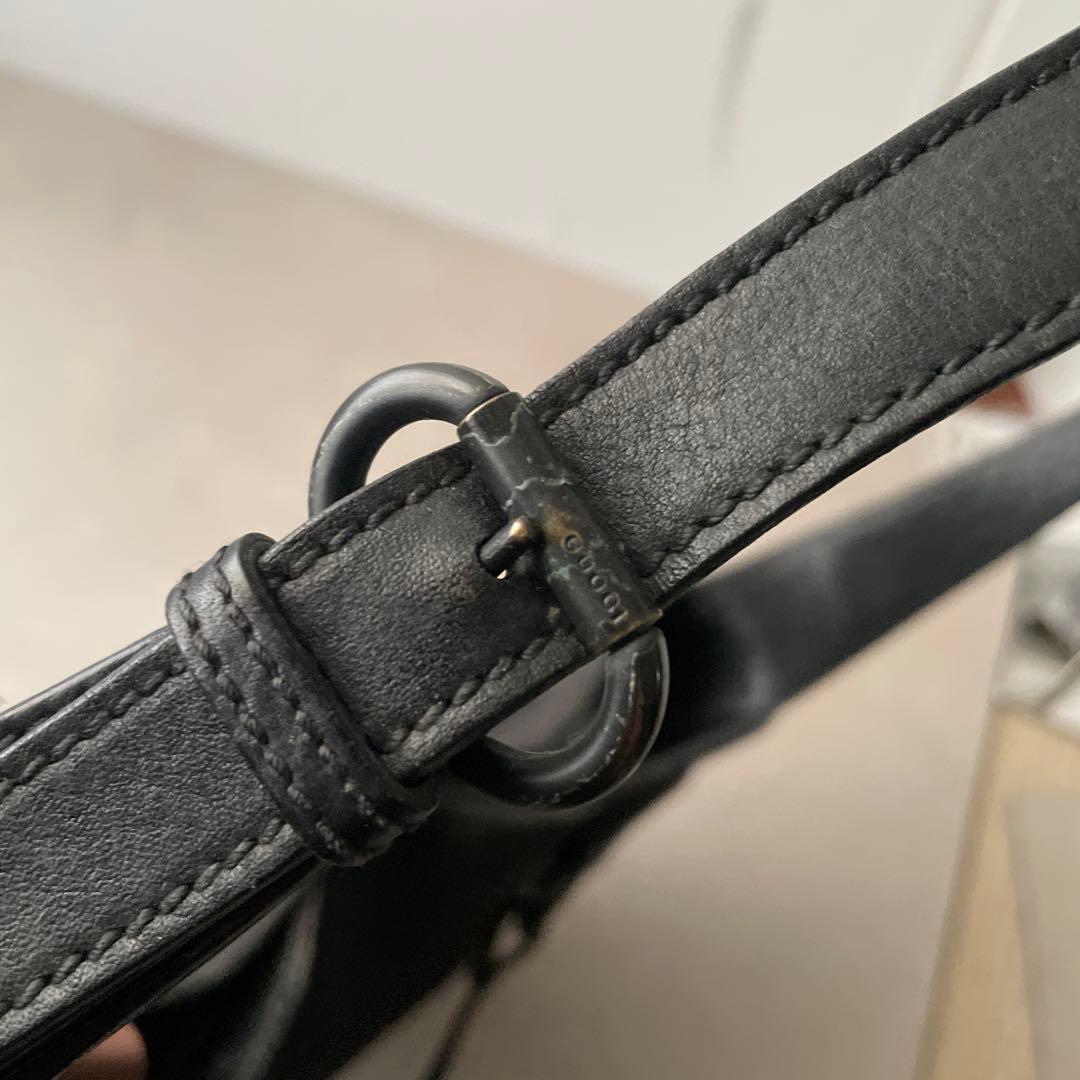 グッチ GUCCI キャンバス レザー ワンショルダーバッグ GGキャンバス 黒