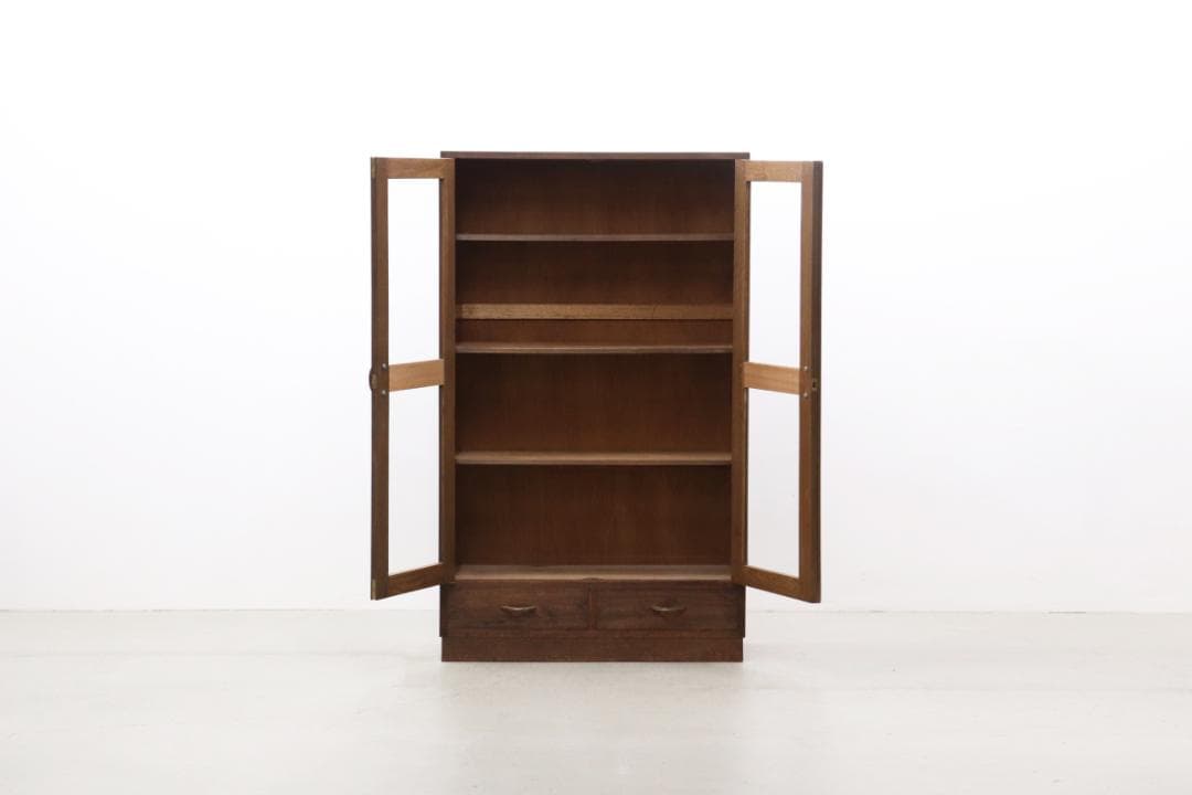 ※いのうえ レトロ オーク材 本箱 食器棚 書庫 戸棚 収納 キャビネット