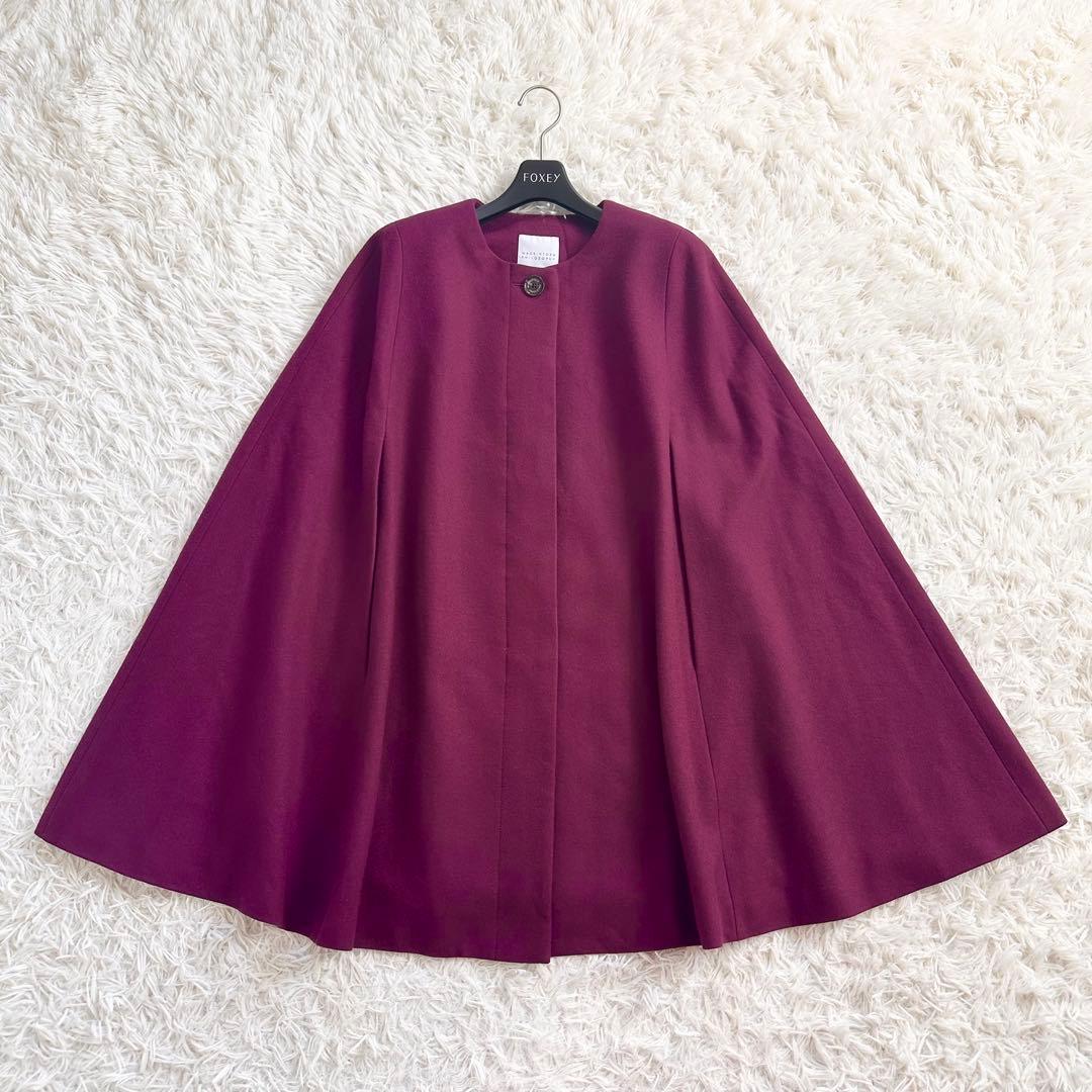 【着用2回】マッキントッシュフィロソフィー　ケープコート　ポンチョ　ボルドー38