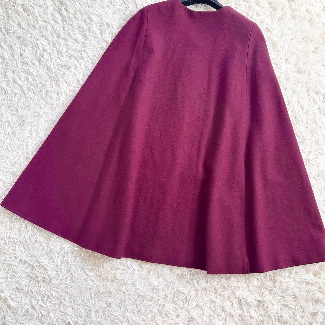 【着用2回】マッキントッシュフィロソフィー　ケープコート　ポンチョ　ボルドー38