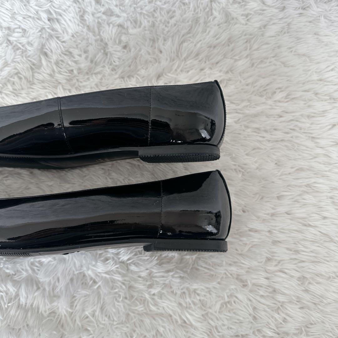 【美品】MIHAMA エナメルフラットシューズ シルバーバックル 24㎝