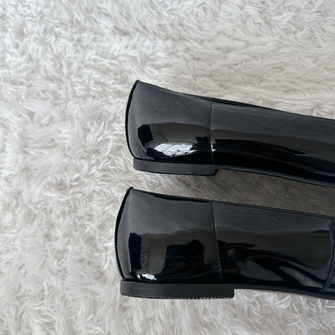 【美品】MIHAMA エナメルフラットシューズ シルバーバックル 24㎝