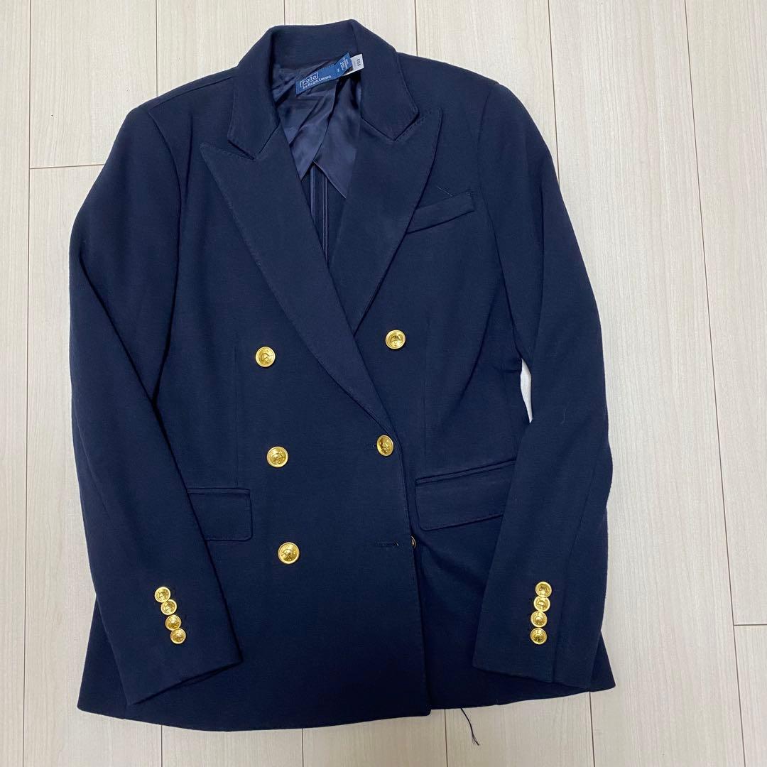 【現行品】Polo ラルフローレン★金ボタンダブルジャケット紺ブレウール