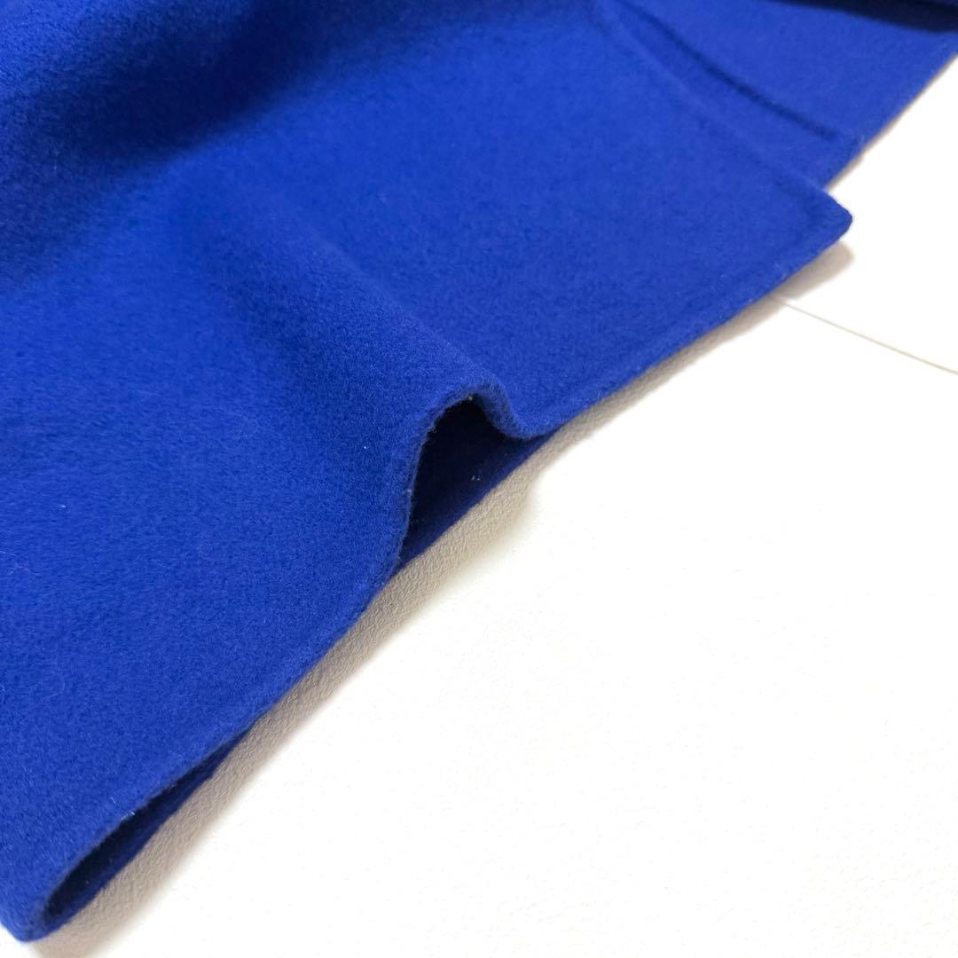 ユナイテッドアローズ　ダブルフェイスノーカラーコート　ウール　ブルー　36