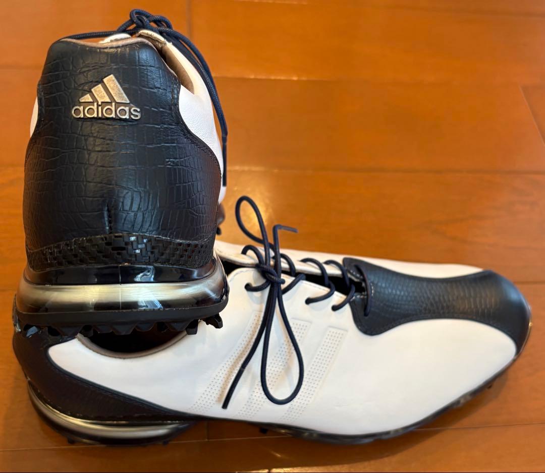 アディダスゴルフ　adipure TP 27cm 白ネイビー　本革ハンドメイド