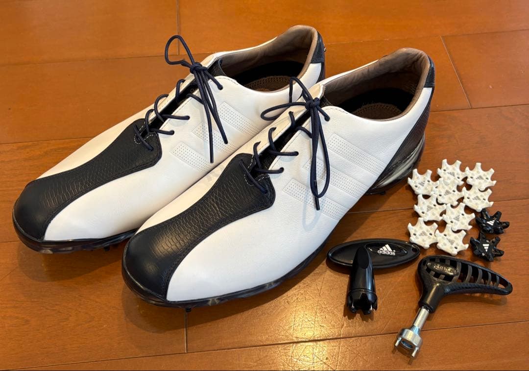 アディダスゴルフ　adipure TP 27cm 白ネイビー　本革ハンドメイド