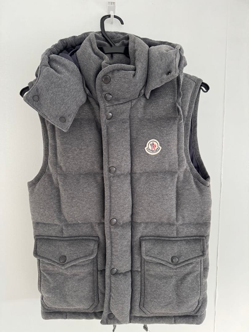 モンクレール　ダウンベスト　フード取り外し可　XS グレー