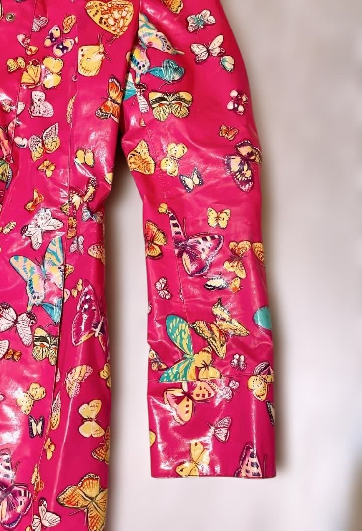 D&G　DOLCE&GABBANA　蝶プリント トレンチコート ピンク