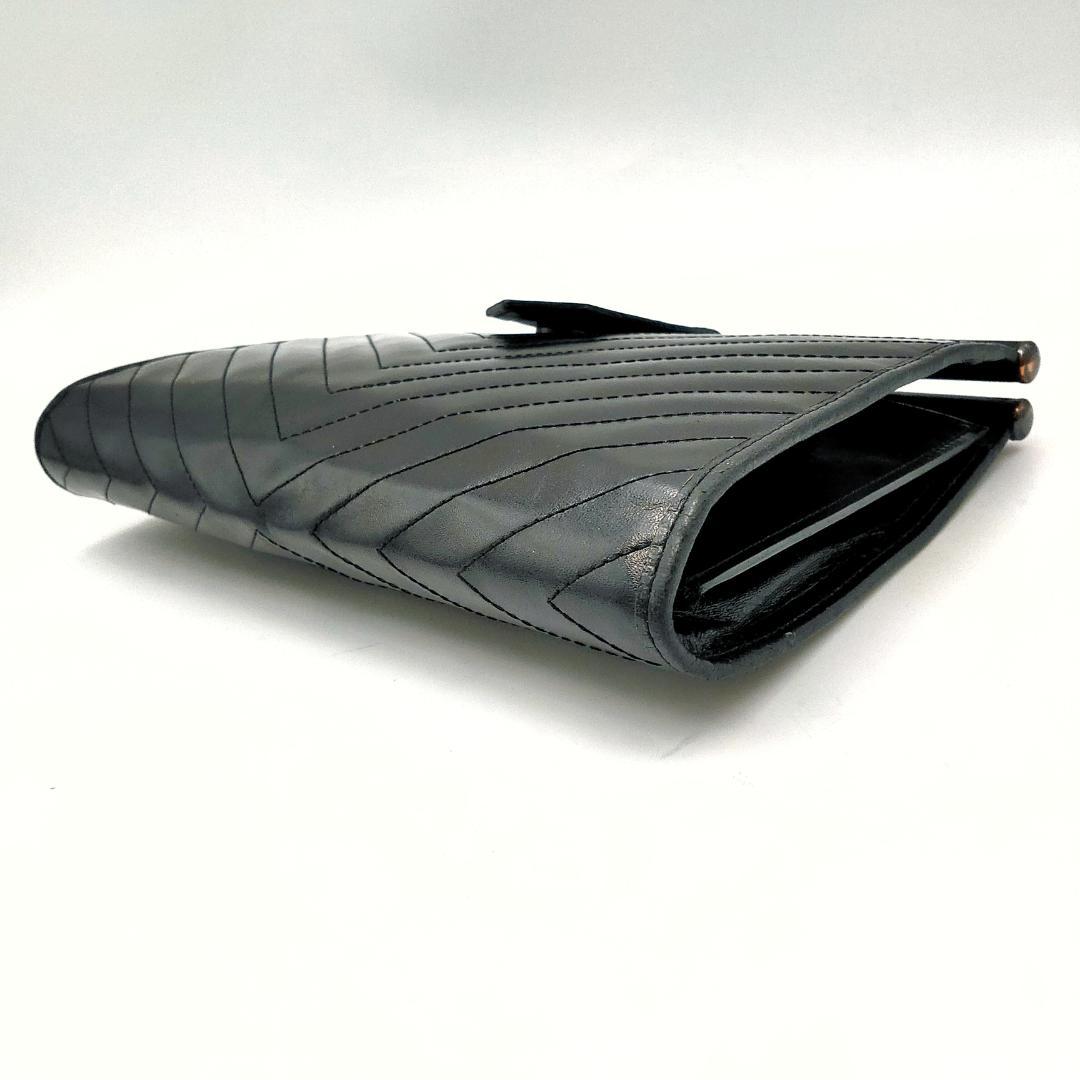 サンローラン　Vステッチ 黒 カサンドラ クラッチバッグ