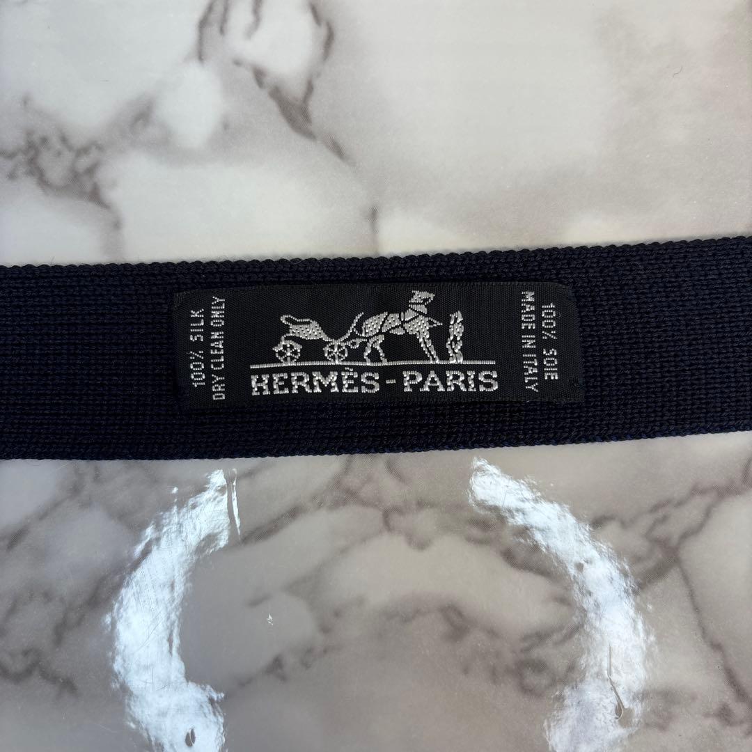 【極美品✨】HERMES ニットタイ　ニットネクタイ　2way 黒　青　ブラック
