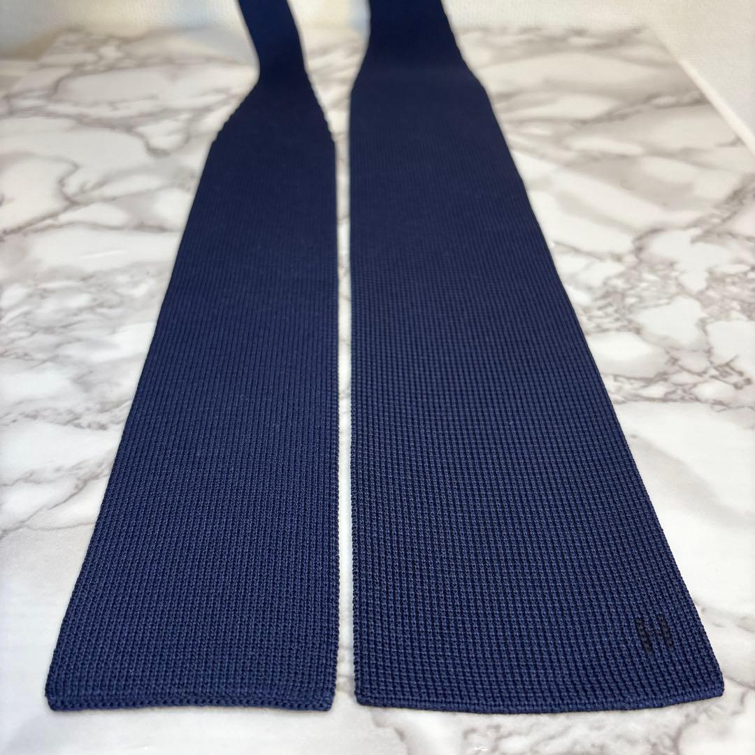 【極美品✨】HERMES ニットタイ　ニットネクタイ　2way 黒　青　ブラック