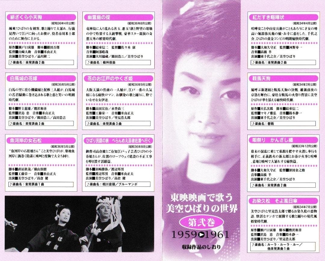 ＤＶＤ「東映映画で歌う美空ひばりの世界」ＤＶＤ全３巻+ひばりの絵葉書5枚
