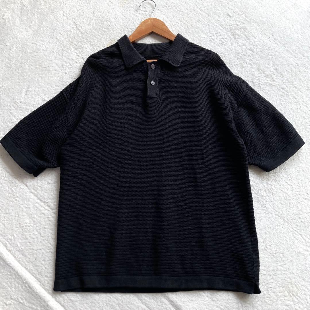 BATONER バトナー 半袖サマーニットポロシャツ コットン L 黒