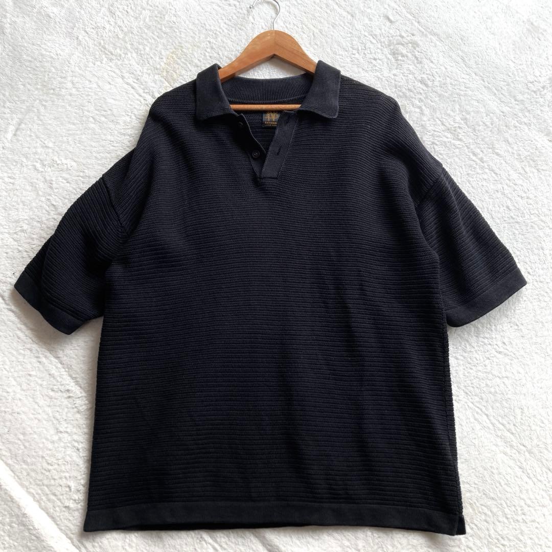 BATONER バトナー 半袖サマーニットポロシャツ コットン L 黒