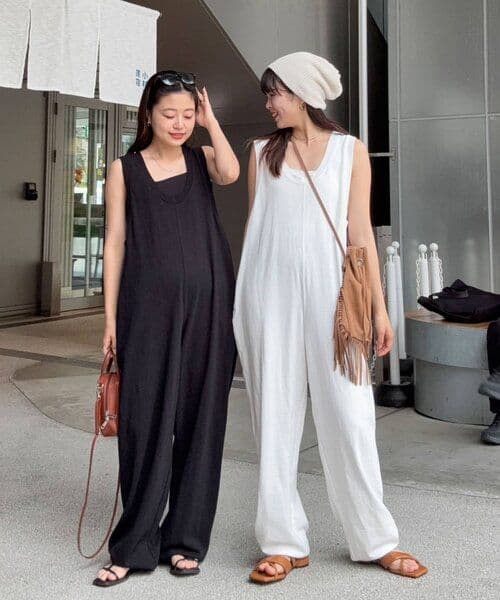 新品未使用　【willow】スラブ裏毛裾ドロストオールインワ　L