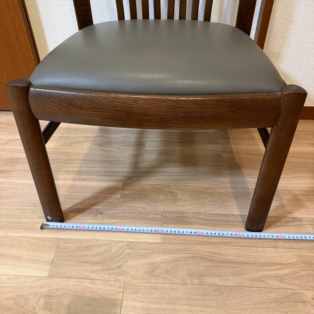 カリモク家具 ダイニングチェア 木製 レザー調座面 椅子　NO.1