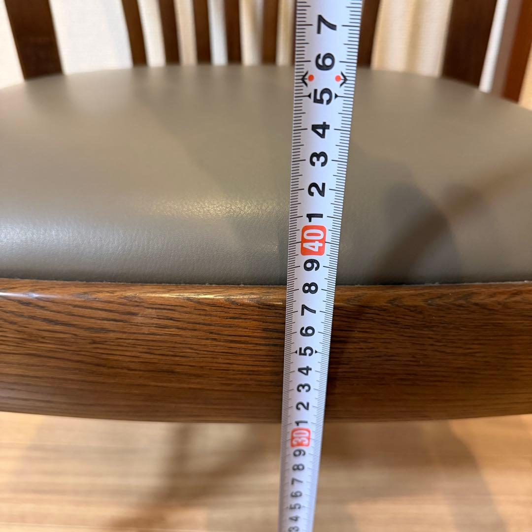 カリモク家具 ダイニングチェア 木製 レザー調座面 椅子　NO.1