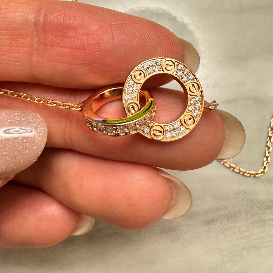 ローズゴールド ダブルリング ネックレス