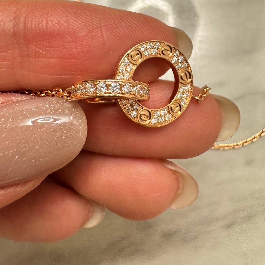 ローズゴールド ダブルリング ネックレス