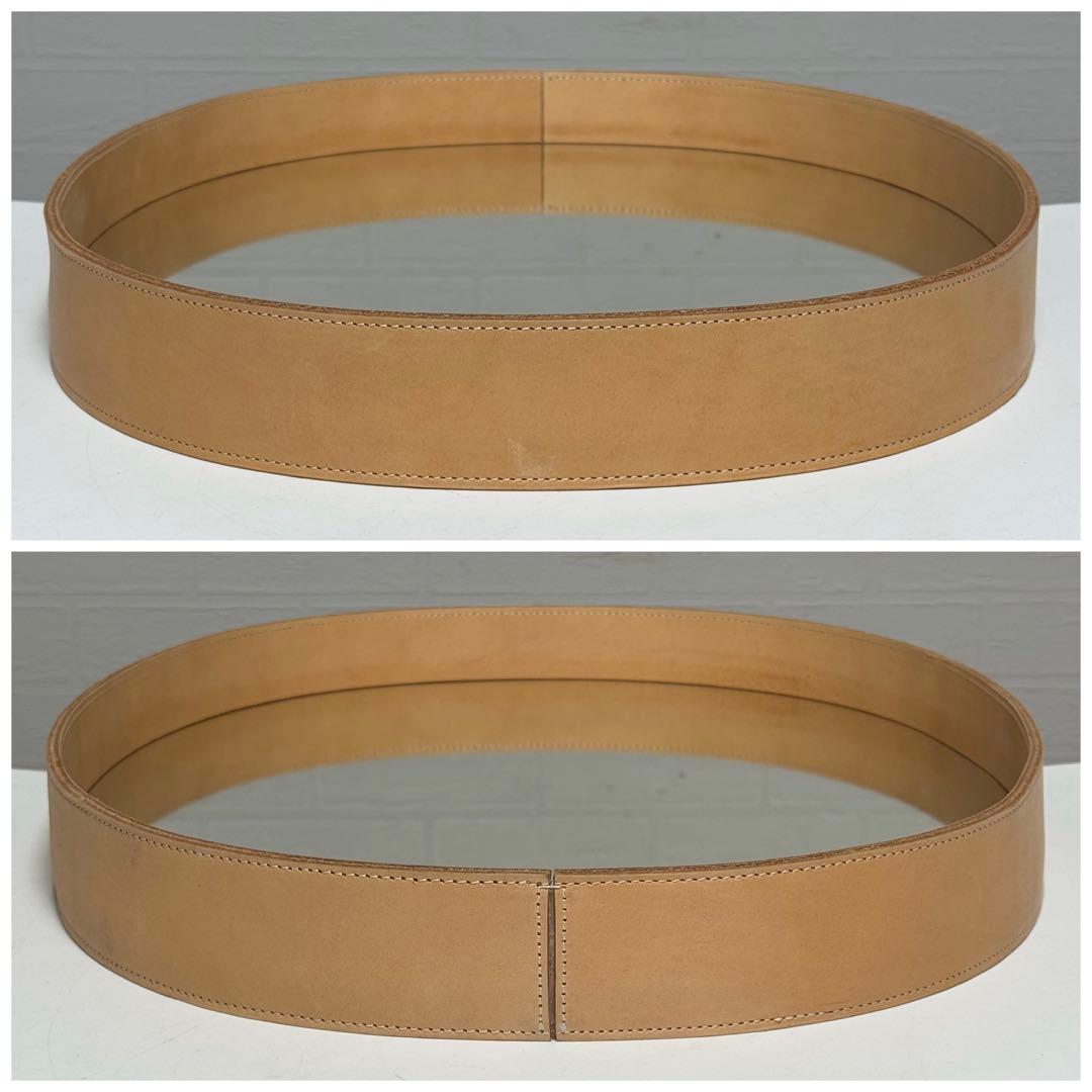 【状態良好】MOHEIM モヘイム オーバルミラー ウォールミラー レザー 本革