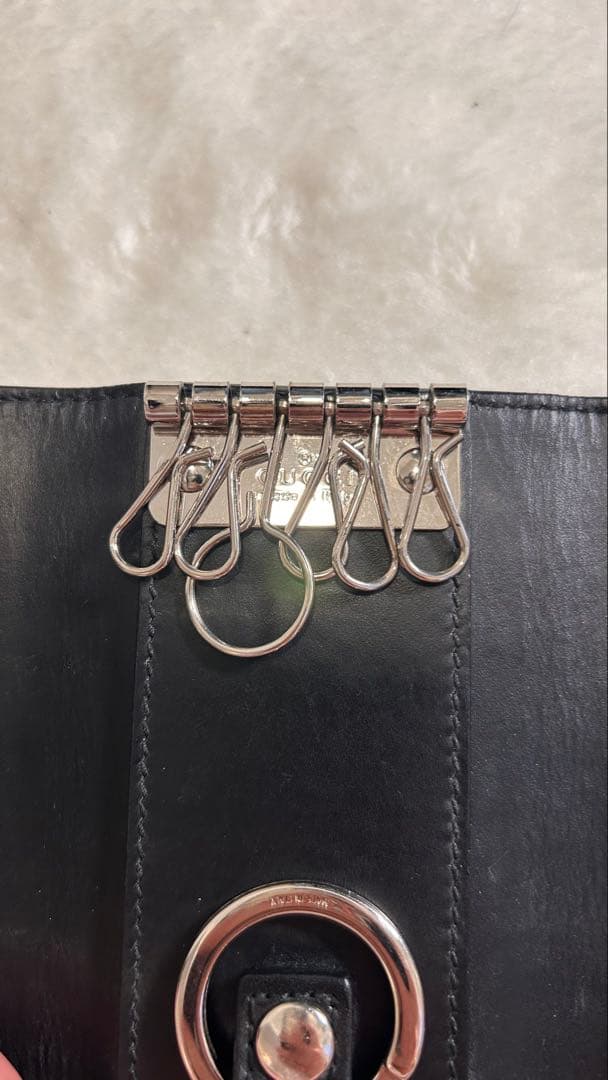GUCCI　6連キーケース　GG型押し　リング　シマレザー