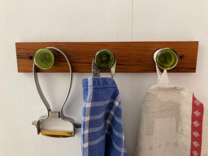 E4: 北欧　ヴィンテージ　チーク　ガラス　フック
