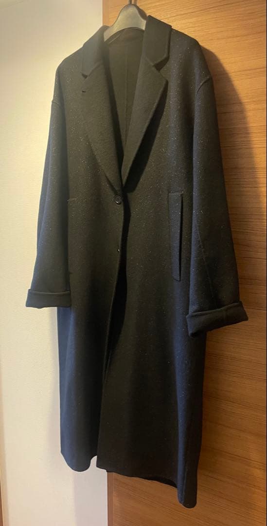 黒のロングコート シングルボタン