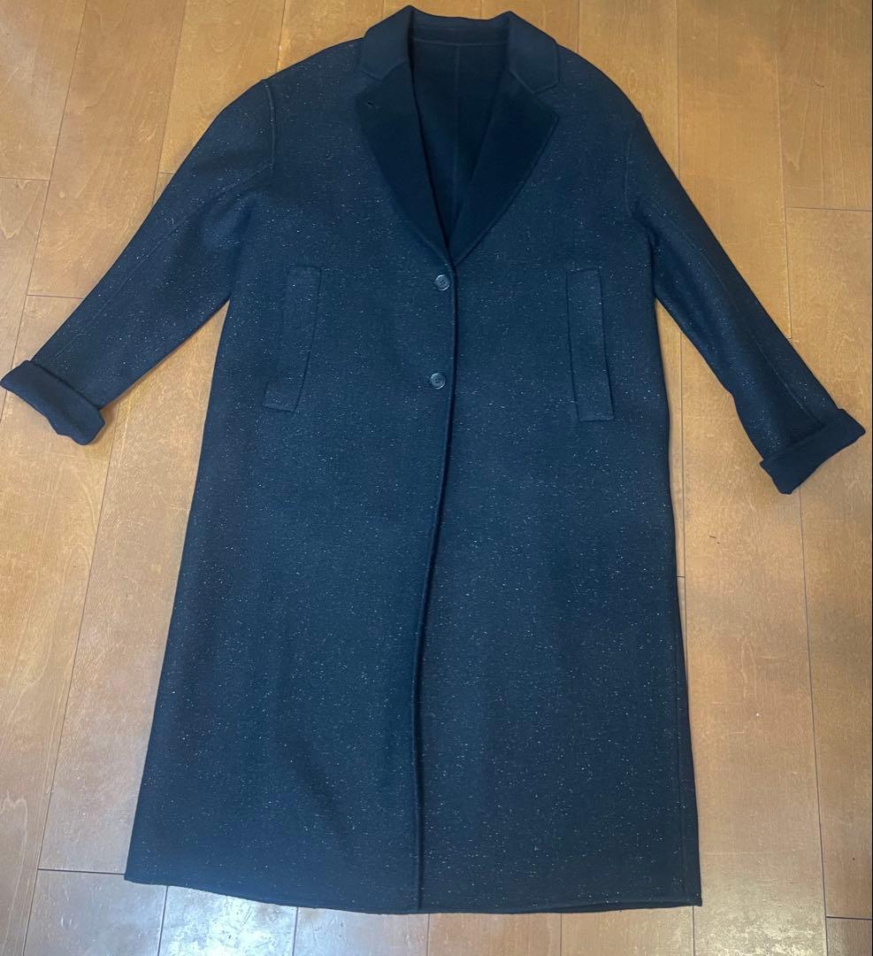 黒のロングコート シングルボタン