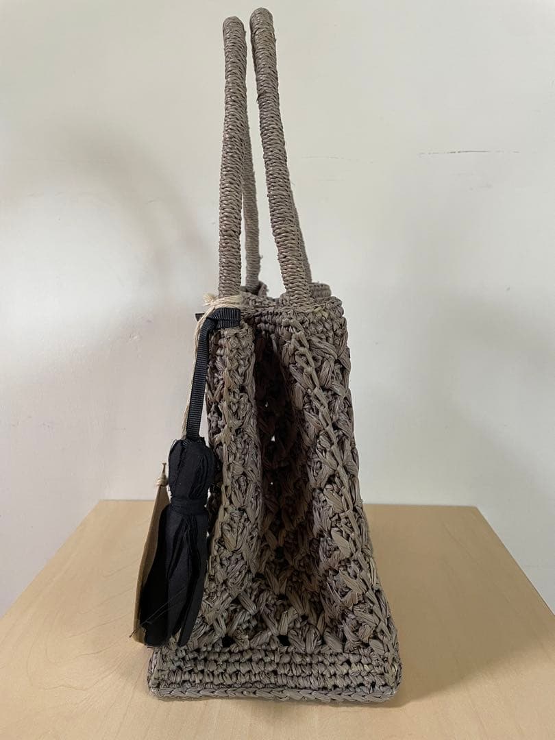 【新品未使用】MAISON N.H PARIS　カゴバッグ　ラフィア　グレー