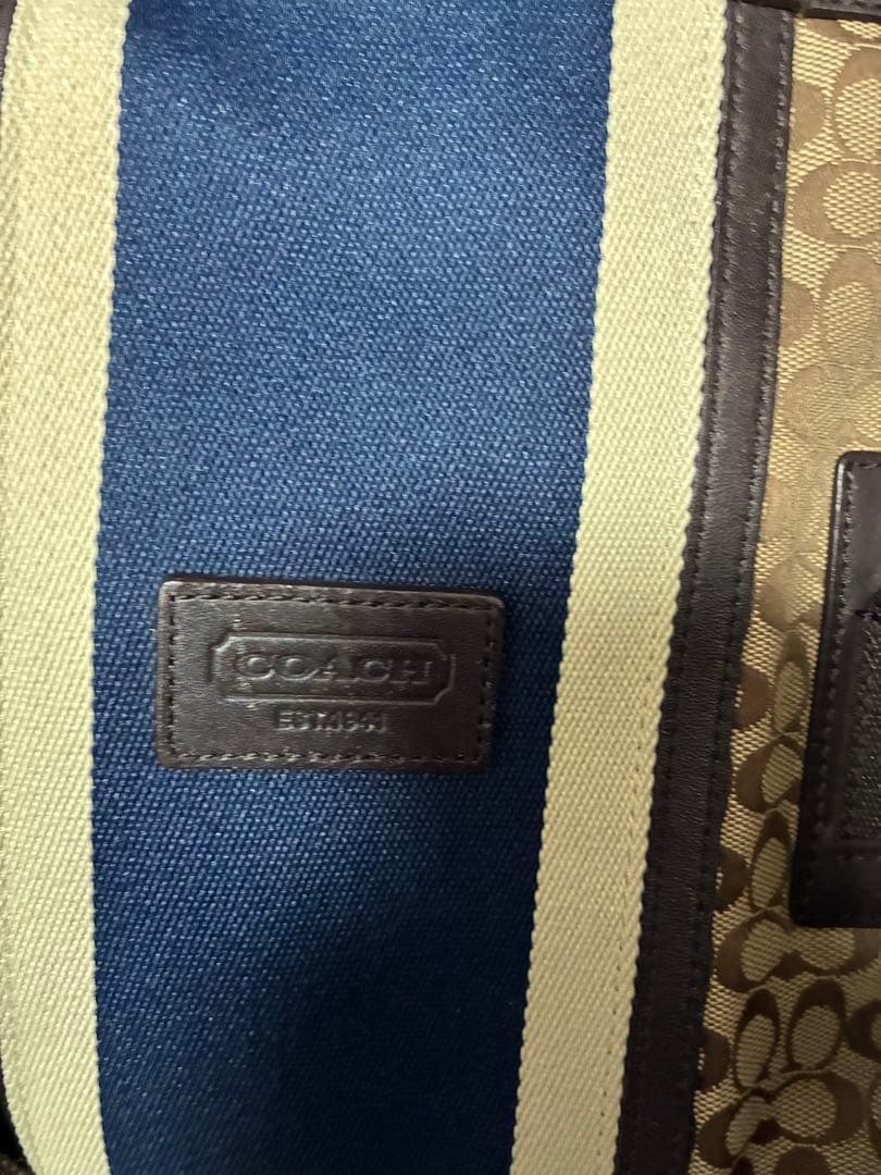 COACH コーチ ミニシグネチャー ストライプ ボストンバッグ