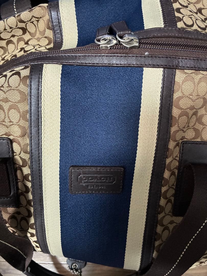 COACH コーチ ミニシグネチャー ストライプ ボストンバッグ