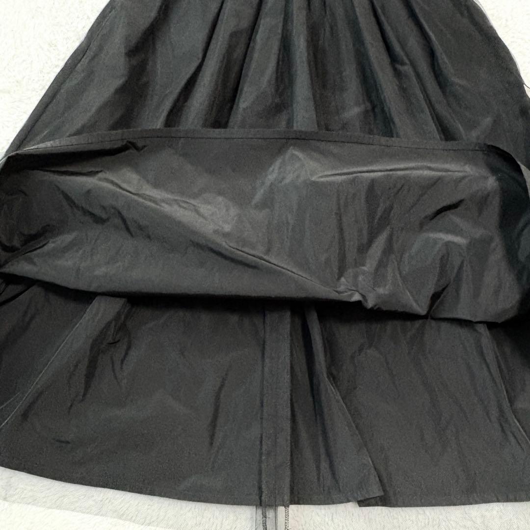 新品✨スーパービューティー　ロングワンピース　フリル　チュール　40 ブラック