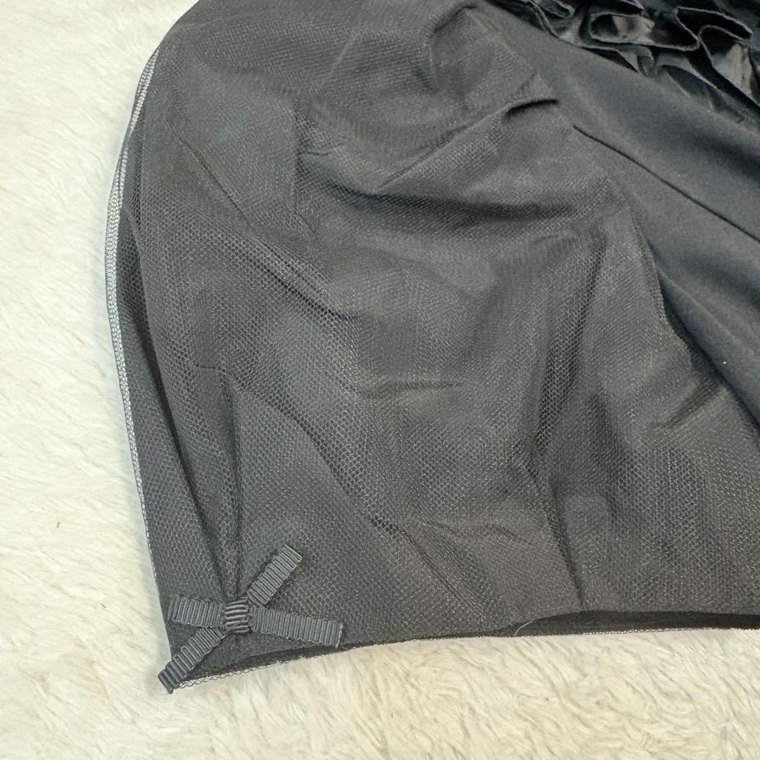 新品✨スーパービューティー　ロングワンピース　フリル　チュール　40 ブラック