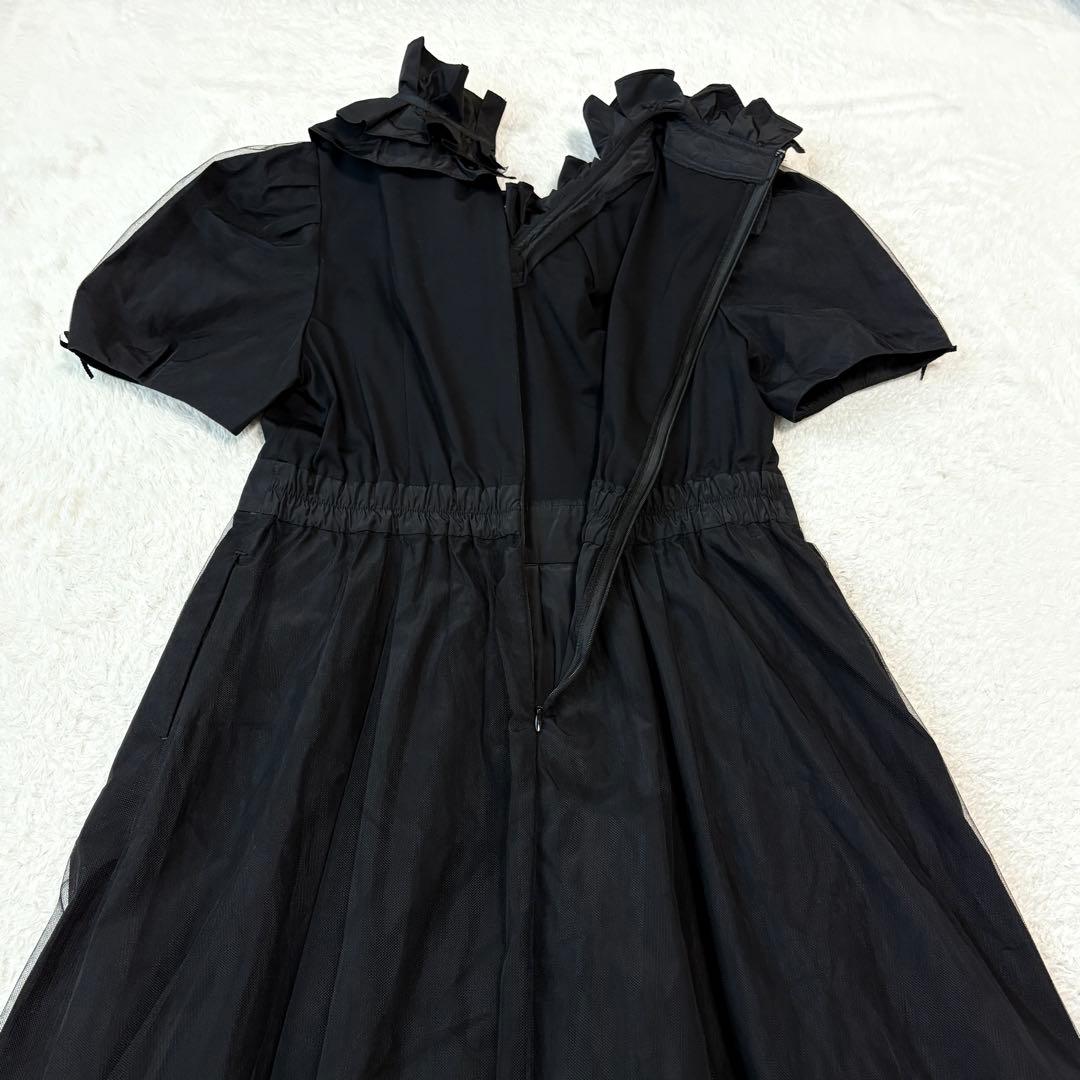 新品✨スーパービューティー　ロングワンピース　フリル　チュール　40 ブラック