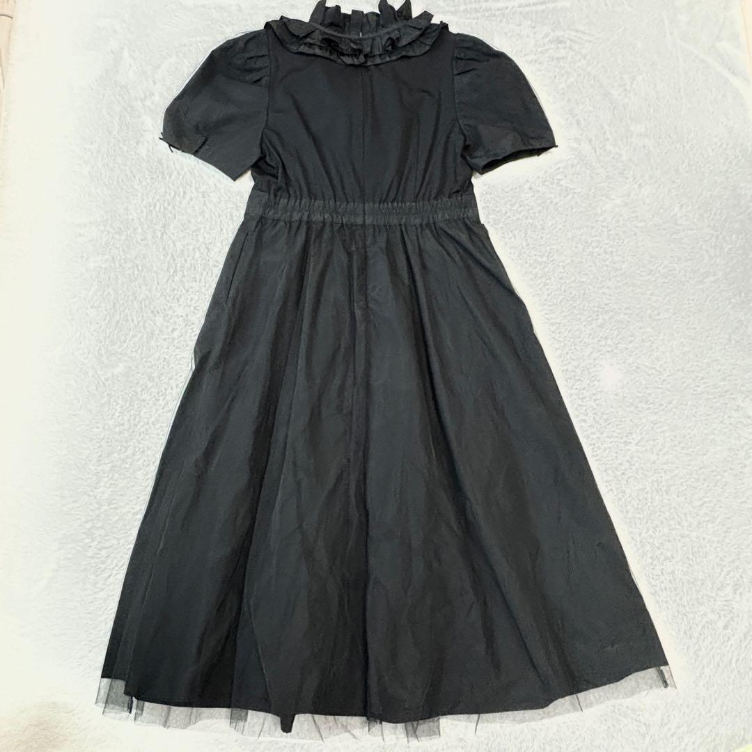 新品✨スーパービューティー　ロングワンピース　フリル　チュール　40 ブラック