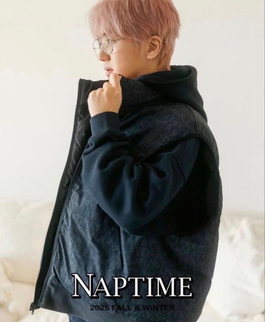 u*✩様 中綿リバーシブルベスト ブラック 総柄 Nissy ナップタイム na