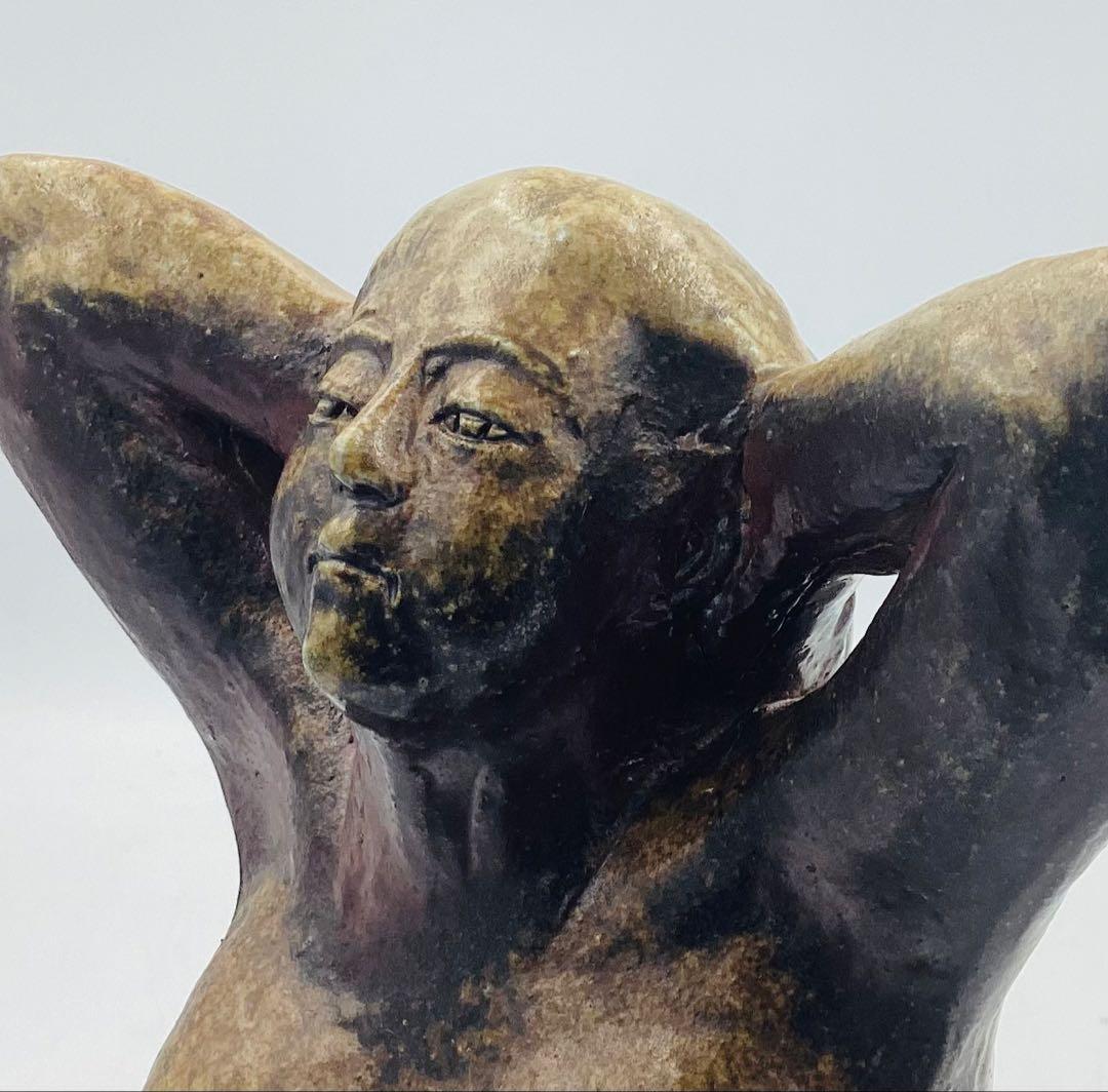 ★ 木南知加選先生　昭和初期の名工　備前焼裸婦　共箱　【27】　★