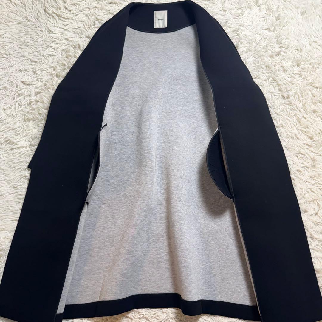 【定番人気✨】エブール　ボンディングノーカラーコート　ブラック　サイズ38