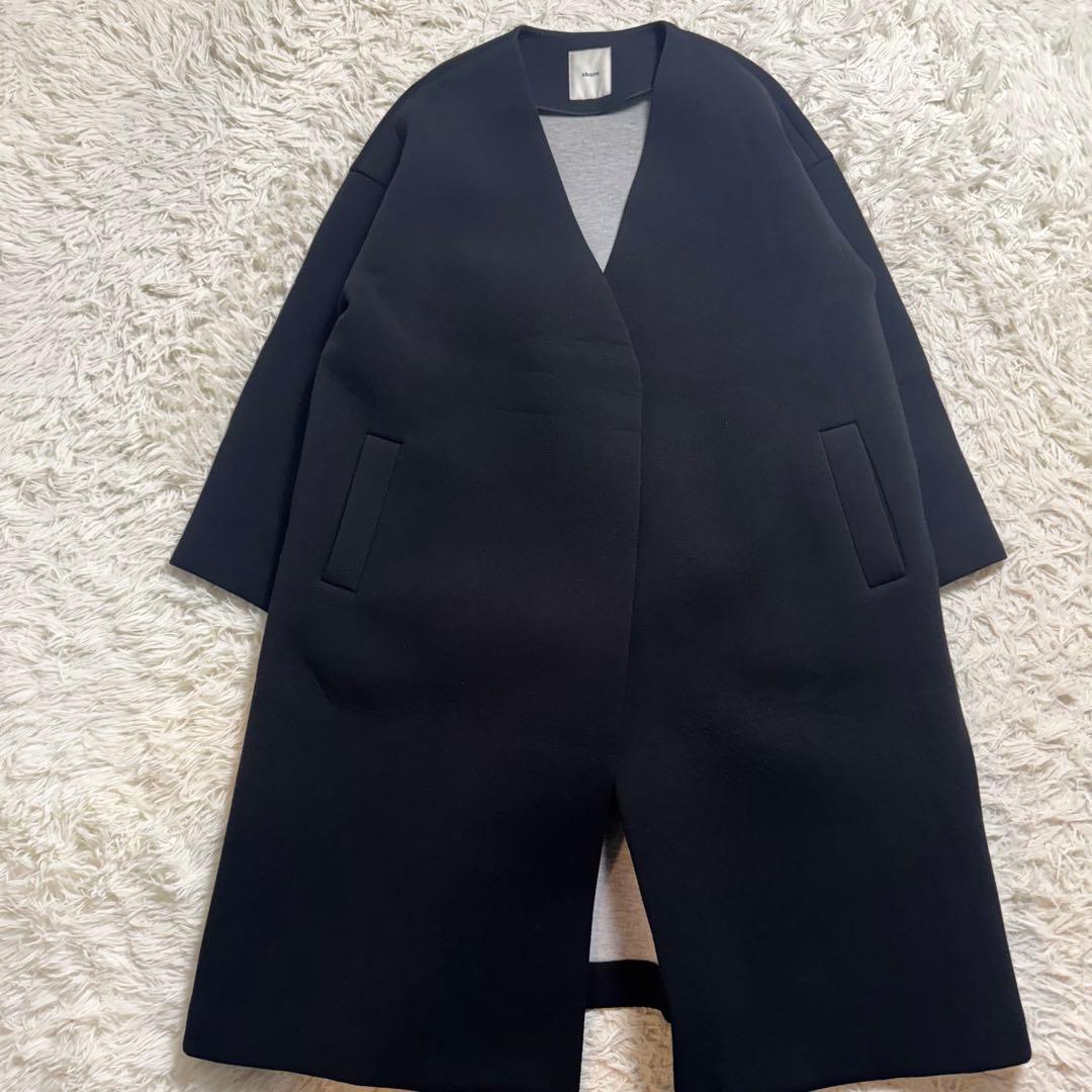 【定番人気✨】エブール　ボンディングノーカラーコート　ブラック　サイズ38