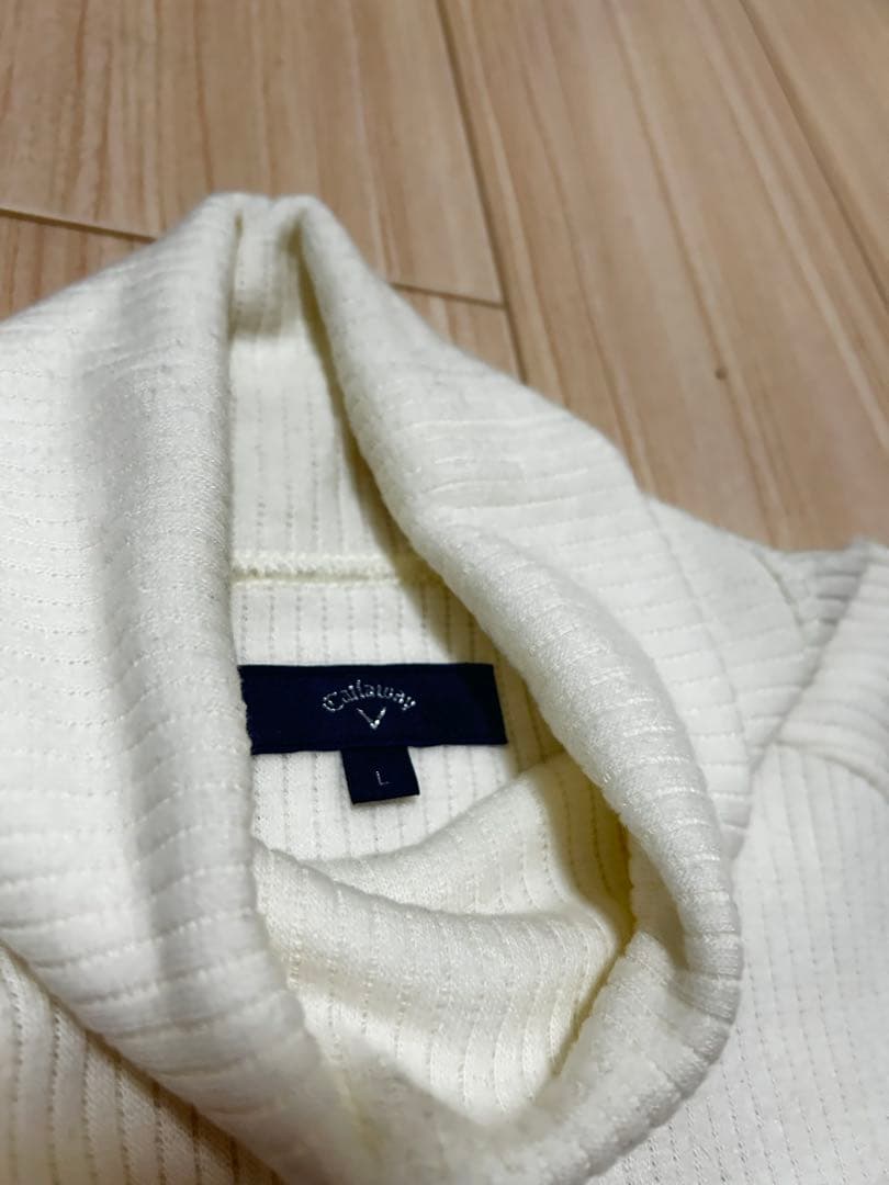 キャロウェイ ゴルフ メンズ タートルネック ニット リブ素材 ホワイト L