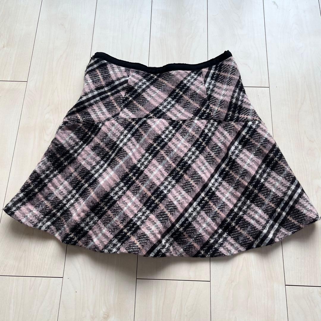 Y2Kバーバリーブルーレーベル フレア スカート チェック ピンク