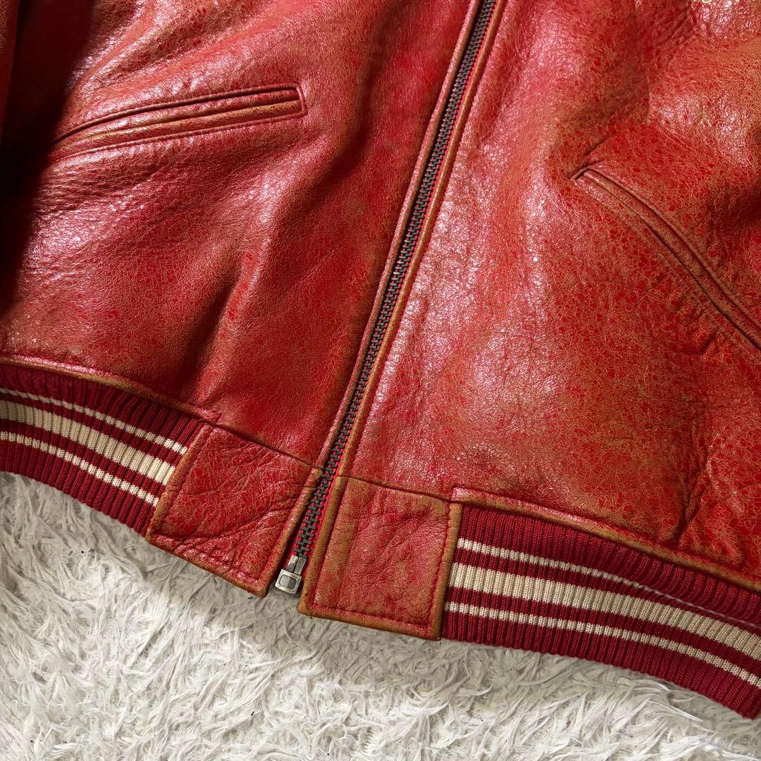 マ*ル様 【雰囲気抜群】AVIREX スタジャン　コマーシャルロゴ　羊革　オール