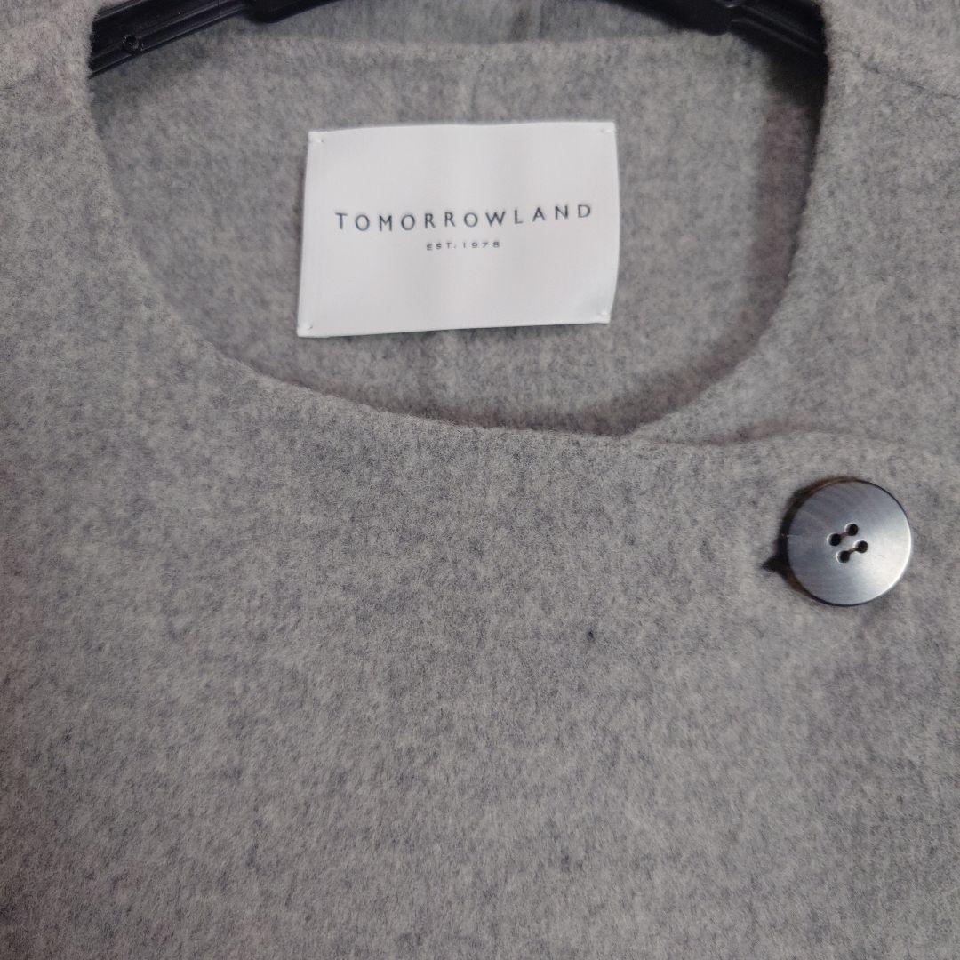 トゥモローランド プレミアムウール ノーカラー リバー コート グレー